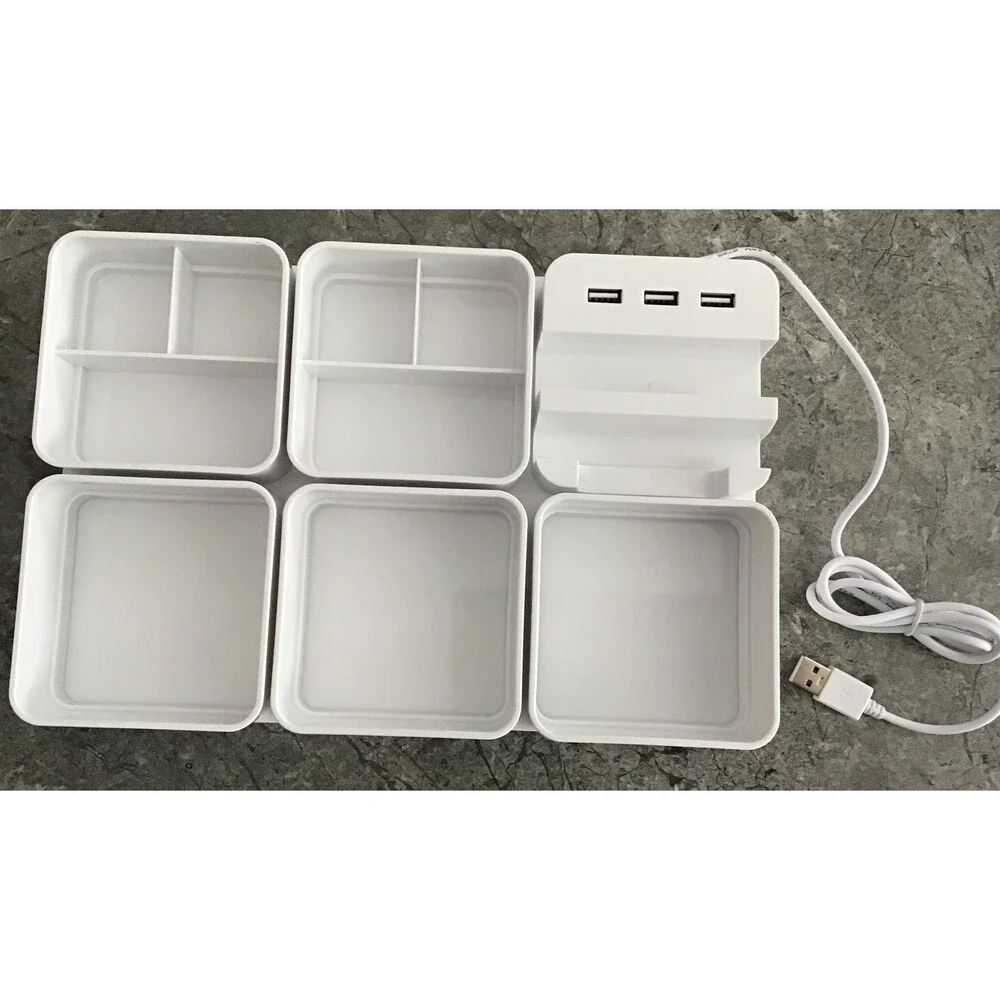 NIB Simply Essential Charging Desk Organizer With 3 USB Ports Bright White